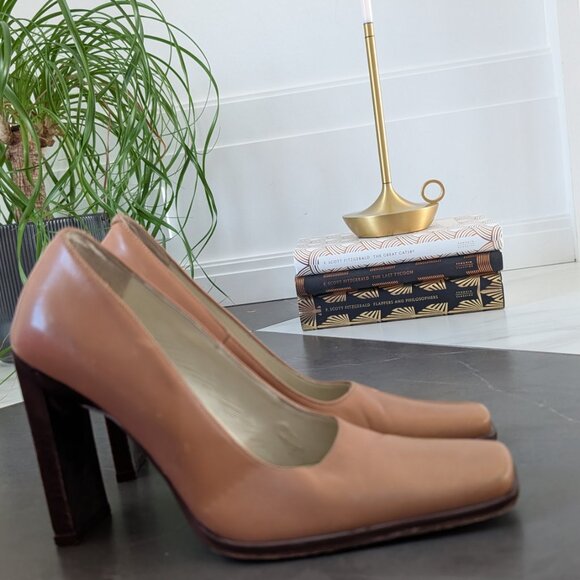 Tan Italian Leather Heels - Picture 2 of 8